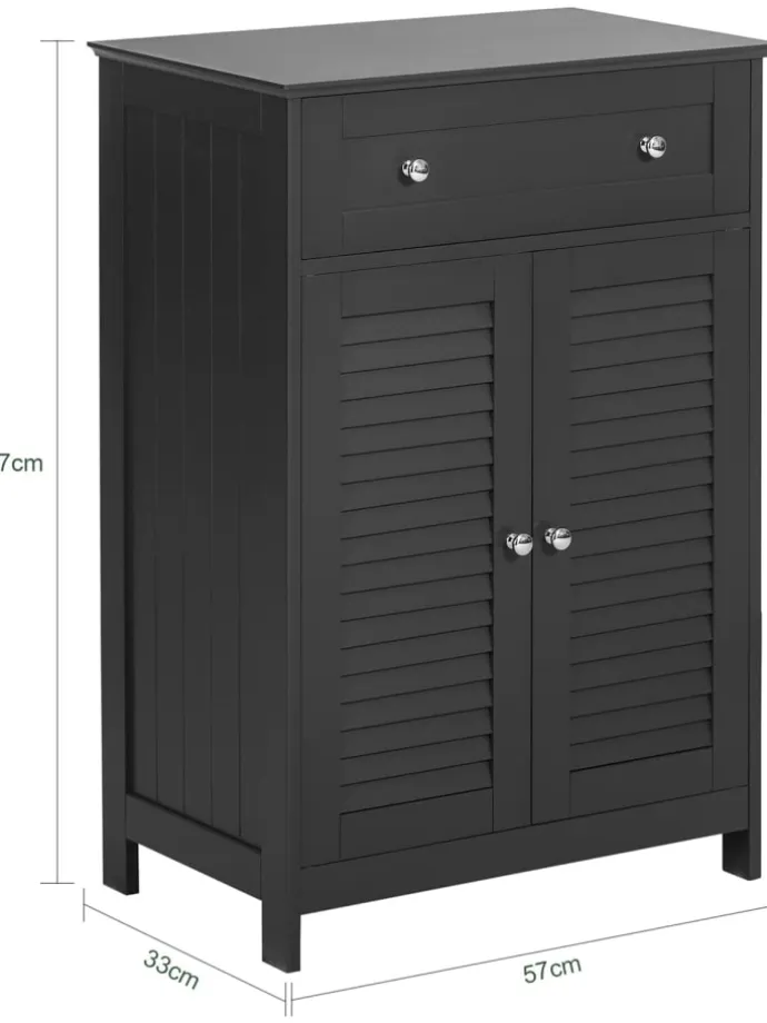 Badkommode in Drunkelgrau - (B)57 x (H)87 x (T)33cm