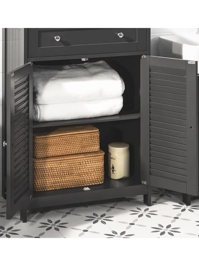 Badkommode in Drunkelgrau - (B)57 x (H)87 x (T)33cm