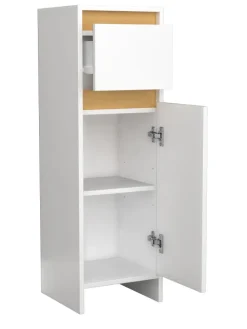 Badmöbel Midischrank Badschrank Schublade Malira in Weiß / Honig-Eiche