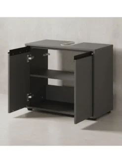 Badmöbel Set 5-tlg. XXL Badschrank Unterschrank Badkommode Badset in Graphit