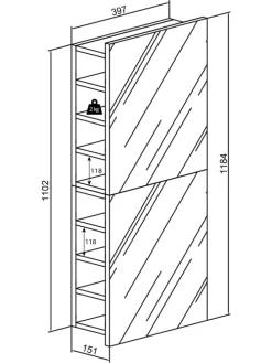 Badmöbel Spiegelschrank Spiegel Flandu XL in Honig-Eiche