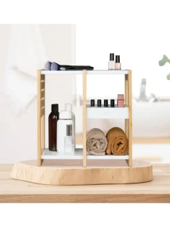 Badregal in Natur/ Weiß - (B)34 x (H)35 x (T)20 cm