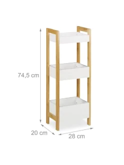 Badregal in Natur/ Weiß - (B)28 x (H)74,5 x (T)20 cm