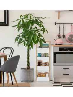 Badregal in Weiß/Natur - (B)30 x (H)88 x (T)18 cm