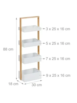 Badregal in Weiß/Natur - (B)30 x (H)88 x (T)18 cm
