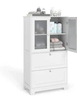 Badschrank Holz in Weiß