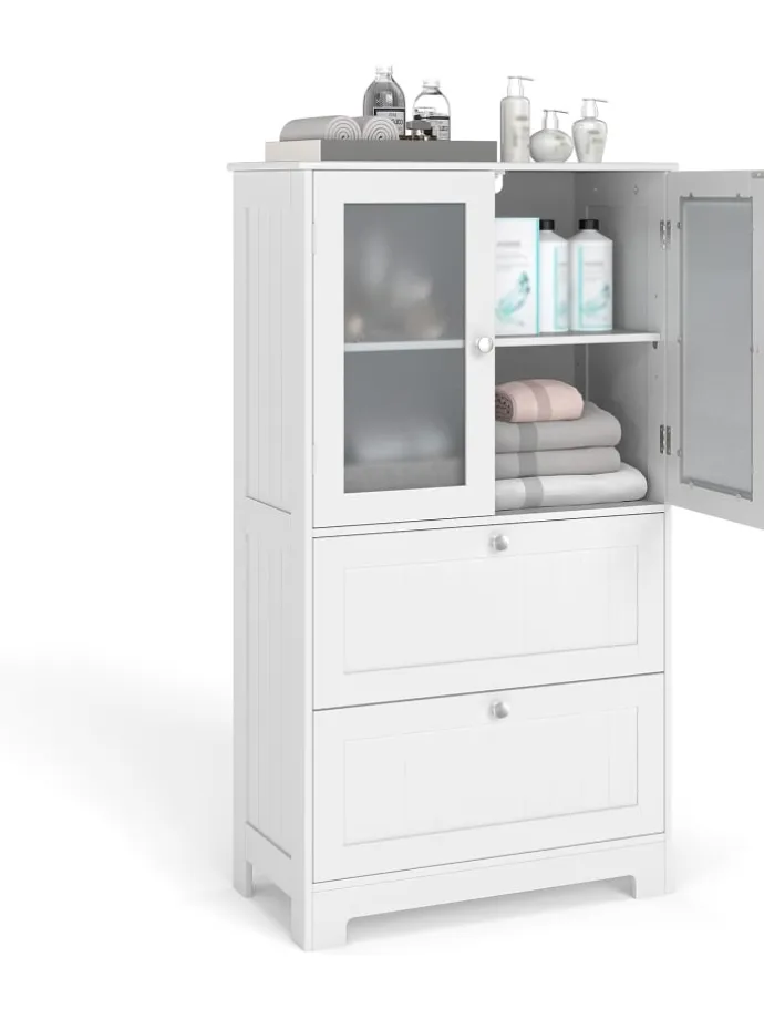Badschrank Holz in Weiß