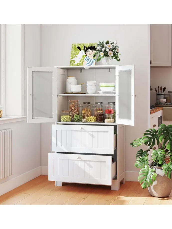 Badschrank Holz in Weiß