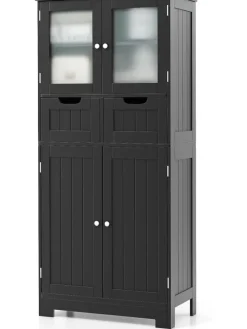 Badschrank mit 2 Schubladen in Schwarz