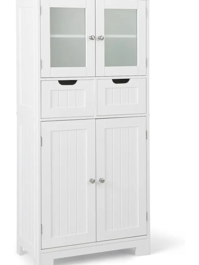 Badschrank mit 2 Schubladen in Weiß