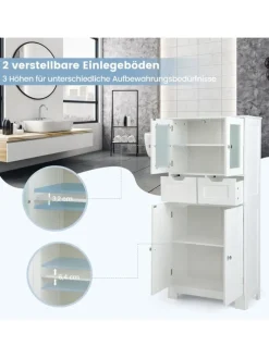 Badschrank mit 2 Schubladen in Weiß