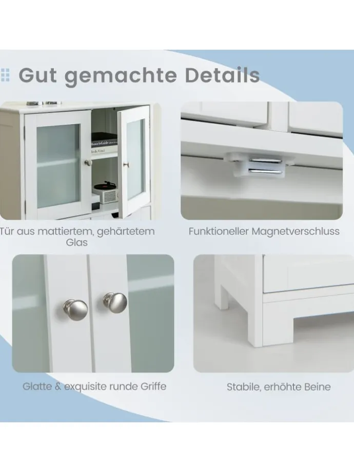 Badschrank mit 2 Schubladen in Weiß