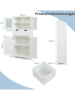 Badschrank mit 2 Schubladen in Weiß