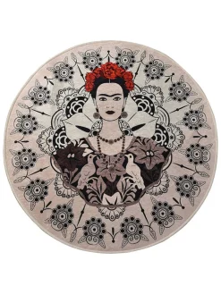 Badvorleger in Creme/ Schwarz/ Rot