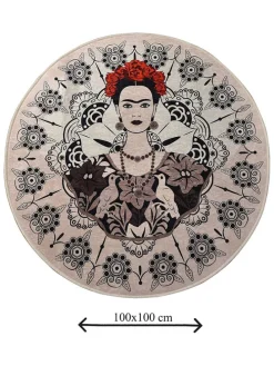 Badvorleger in Creme/ Schwarz/ Rot