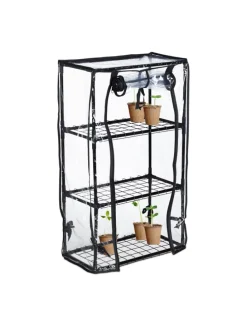 Balkongewächshaus in Schwarz/ Transparent - (B)48 x (H)80 x (T)24,5 cm