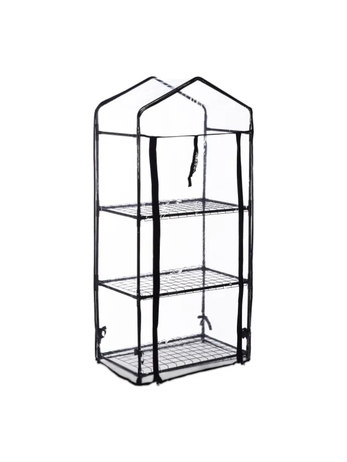 Balkongewächshaus in Schwarz/ Transparent - (B)59 x (H)126 x (T)37 cm