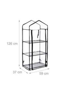 Balkongewächshaus in Schwarz/ Transparent - (B)59 x (H)126 x (T)37 cm
