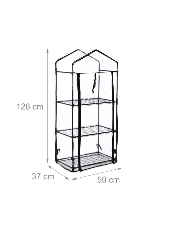 Balkongewächshaus in Schwarz/ Transparent - (B)59 x (H)126 x (T)37 cm