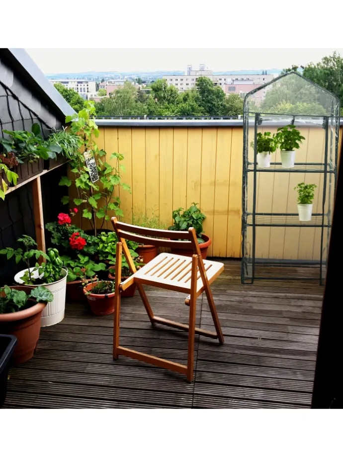 Balkongewächshaus in Schwarz/ Transparent - (B)59 x (H)126 x (T)37 cm