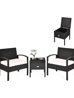 Balkonmöbel 3 tlg. Set in Schwarz