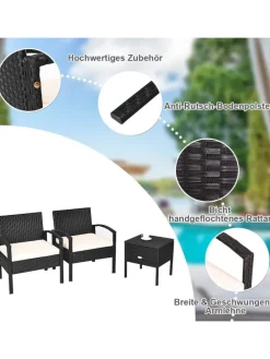 Balkonmöbel 3 tlg. Set in Schwarz