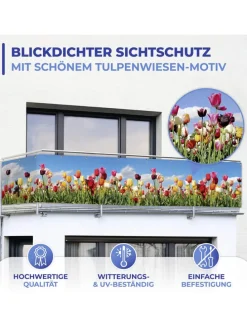 Balkonsichtschutz ''Tulip Meadow'' in Bunt - (L)85 x (B)500 cm