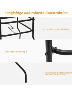 Balkontisch mit Schirmhoch 80x80x71cm in Schwarz