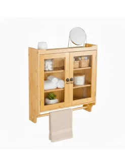 Bambus Hängeschrank in Natur - (B)60 x (H)63 x 18 cm