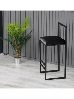 Barhocker "Nordic" in Schwarz - (B)35 x (H)80 x (T)25 cm