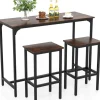 Bartisch mit Barhocker Set in Braun