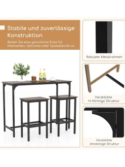 Bartisch mit Barhocker Set in Braun