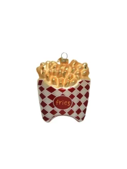 Baumschmuck POMMES Frites Fritten Glas Ahnänger in gold, rot