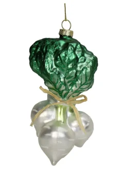 Baumschmuck "Raddish" in Grün/ Weiß - (H)12 cm