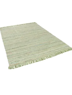 Baumwolle Natur Teppich Cayenne in Groen