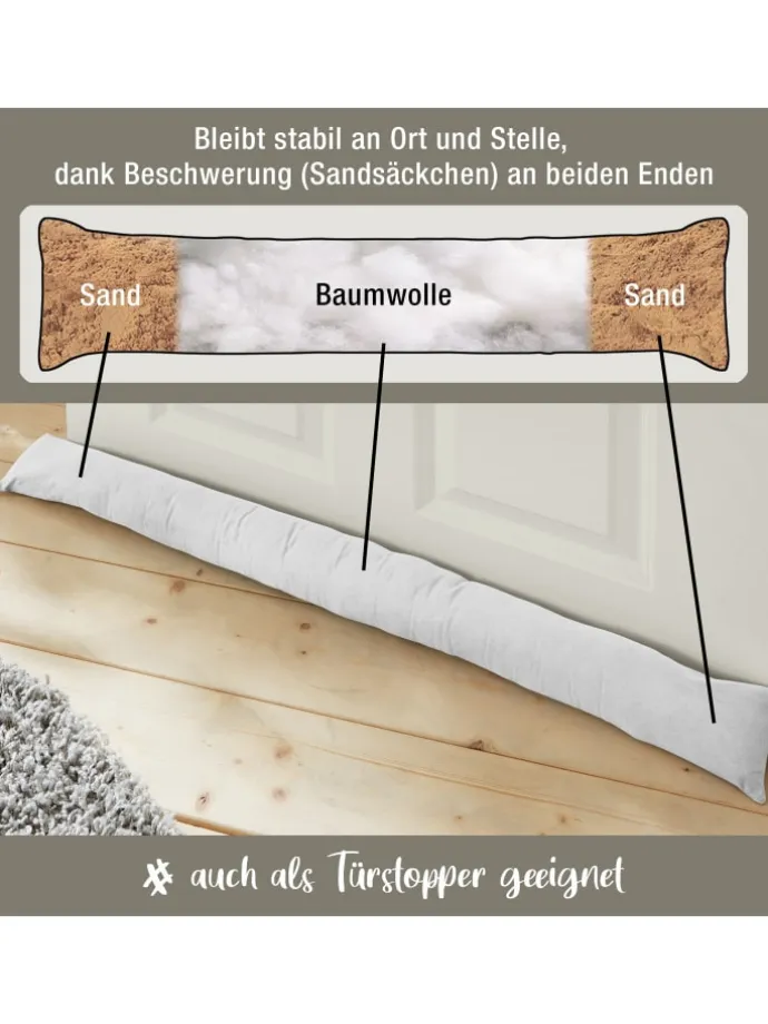 Baumwolle Zugluftstopper Seattle in weiß