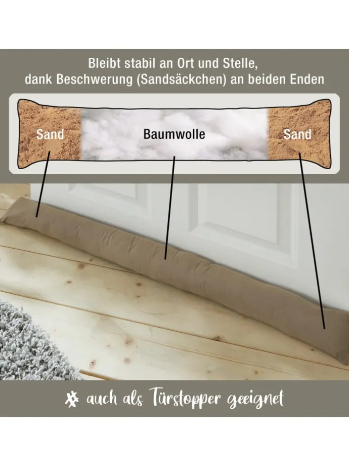 Baumwolle Zugluftstopper Seattle in taupe