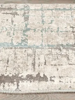 Baumwoll-Teppich in Beige/ Hellbraun/ Hellblau