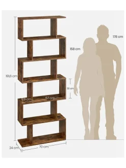 Bücherregal in Braun - (B)70 x (H)191,6 x (T)24 cm
