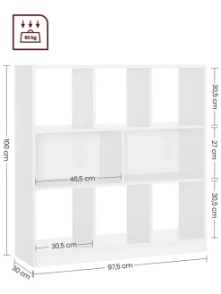 Bücherregal in Weiß - (B)97,5 x (H)100 x (T)30 cm