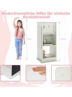 Bücherregal Kinder drehbar mit Tafel & Spiegel in Weiß