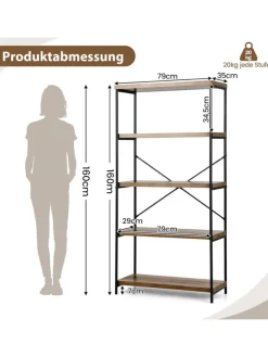 Bücherregal mit 5 Ebenen in Braun