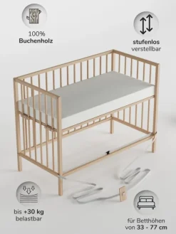 Beistellbett Matratze Cloud Air Rollen & Umbauseite - natur - Dreamy 4 in 1 Bett