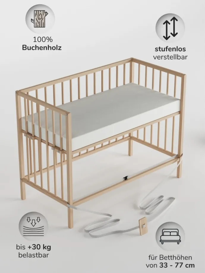 Beistellbett Matratze Cloud Air Rollen & Umbauseite - natur - Dreamy 4 in 1 Bett