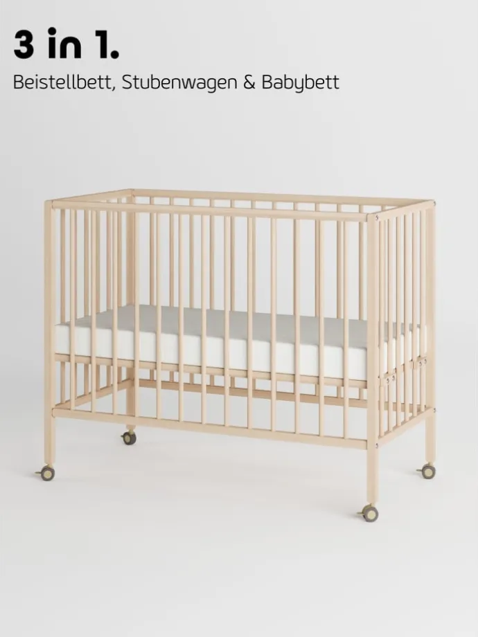 Beistellbett Matratze Cloud Air Rollen & Umbauseite - natur - Dreamy 4 in 1 Bett