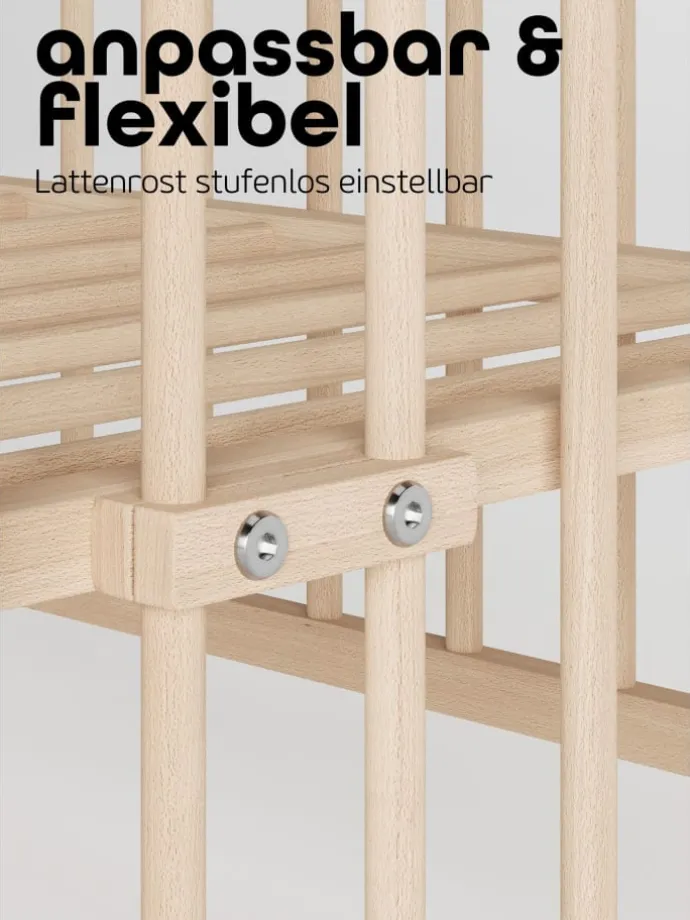 Beistellbett Matratze Cloud Air Rollen & Umbauseite - natur - Dreamy 4 in 1 Bett