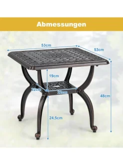 Beistelltisch Aluminiumguss 53cm in Bronze