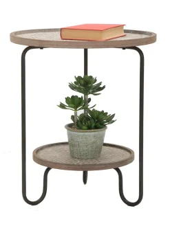 Beistelltisch "Arex" in Braun/ Schwarz - (H)54,5 x Ø 48 cm