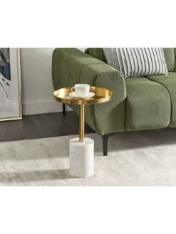 Beistelltisch CAMELO II in Gold/Weiß - (W) 36 x (H) 52 x (L) 36 cm