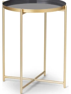 Beistelltisch "Ella" in Gold/ Grau - (H)47,5 x Ø 38 cm